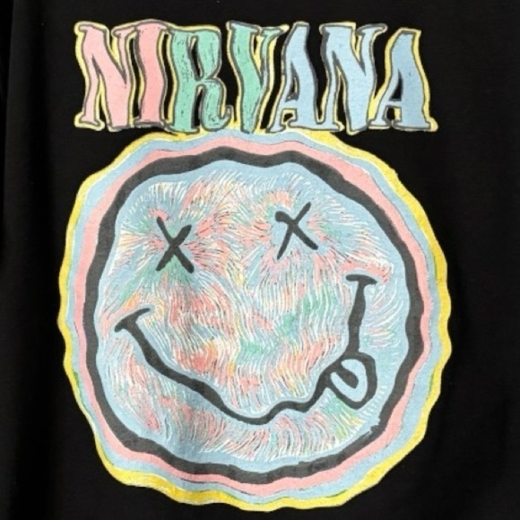Nirvana Hall of Fame Black Graphic Sweatshirt with Pastel Graphic. - Picture 4 of 6